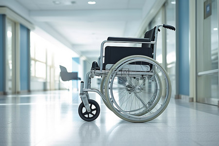 空荡荡的医院大厅里的轮椅图片