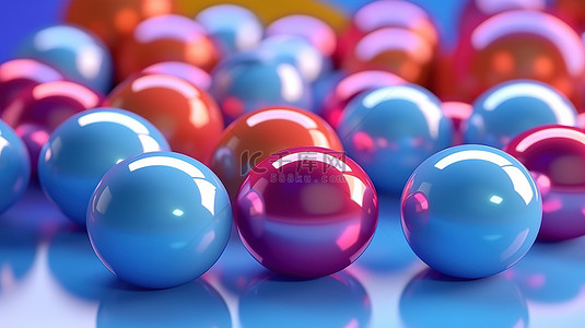 强光背景图片_蓝色背景上充满活力的球体引人注目的 3D 渲染，具有强光和抽象的感觉