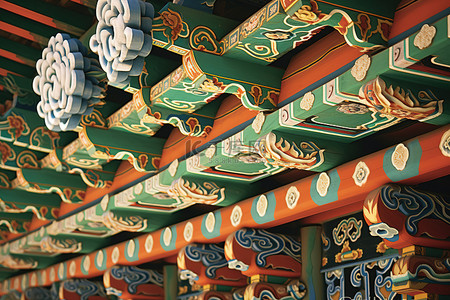 雕塑睡觉背景图片_东方雕刻作为韩国传统建筑的一部分