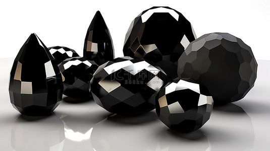 一系列宝石的缟玛瑙 3D 渲染