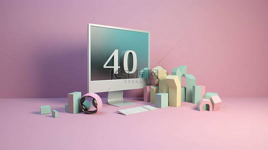 柔和的彩色背景 404 错误页面未找到 3d 渲染中的设计