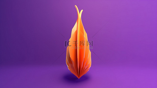 素食标志背景图片_紫色背景下胡萝卜标志的 3D 渲染