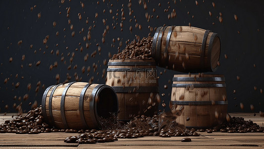 木桶蒸饭背景图片_咖啡饮品饮料木桶棕色