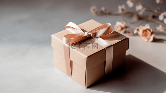 包裝標籤背景图片_节礼日礼物盒粉色小花背景