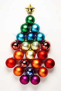 各种彩色圣诞球围成一圈圣诞树图片