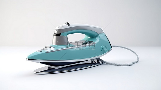 洗衣背景背景图片_1 带熨衣板的电动蒸汽挂烫机的白色背景 3D 渲染