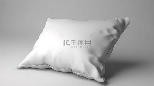 空白白色方形枕头模型模板，适合您的设计显示 3D 渲染特写
