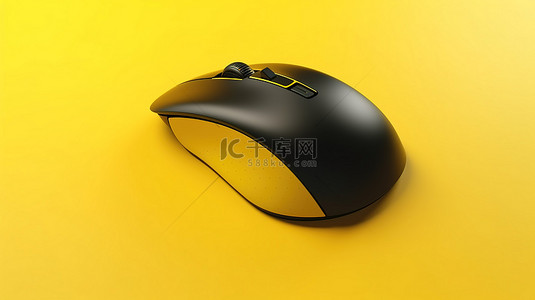 无线产品背景图片_在充满活力的黄色背景下进行 3D 渲染的无线计算机鼠标非常适合您的模型项目