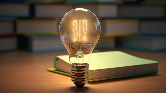 文具用品背景背景图片_照亮教育灯泡和打开的书本组合用于学校和大学学习
