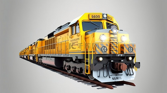 3D 渲染强大而坚固的现代柴油机车，非常适合牵引重型和长型铁路列车