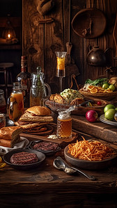 美食素描背景图片_食物汉堡餐具背景