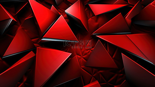 具有红色 3d 三角形效果的抽象背景