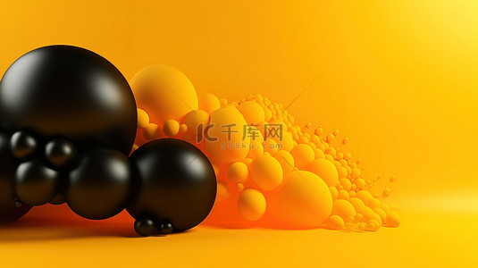 彩色消息背景图片_黄色和橙色纹理背景上的 3D 渲染中的空语音气泡，带有文本或消息的空间