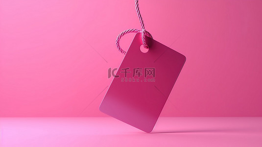 吊卡吊牌背景图片_带有 3d 渲染价格标签的粉红色背景