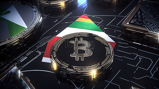 南非区块链看到 10 种加密货币呈上升趋势 3d 渲染图