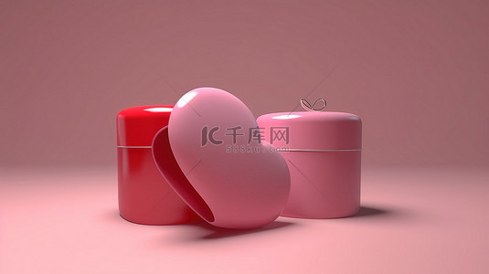 快乐的情人节庆祝活动与 3d 中充满活力的粉红色心脏