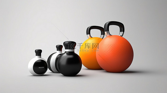 垫球背景图片_时尚的锻炼要点 简约运动装备的 3D 渲染插图