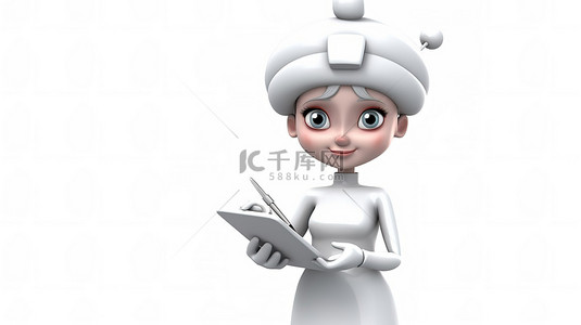 医生护士背景图片_3d 护士角色拿着注射器和剪贴板