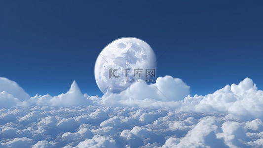 白色白云背景图片_月亮天空星系白云