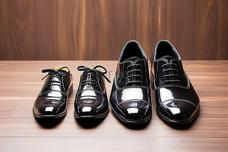 黑色的鞋子背景图片_两双并排的黑色鞋子