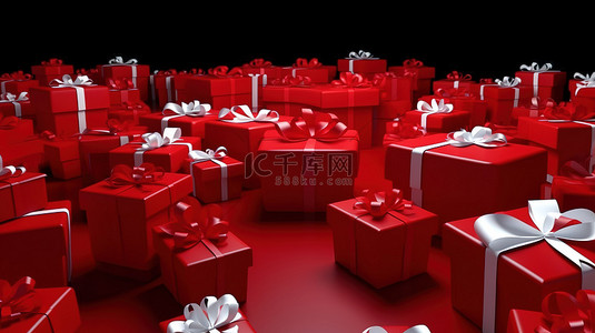送礼背景图片_带有白色蝴蝶结的红色礼品盒，采用逼真的 3D 设计