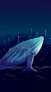 海洋日鲸鱼星光蓝色梦幻背景