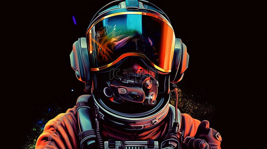 游戏数码背景图片_戴着 VR 耳机的宇航员的令人兴奋的 3D 艺术作品