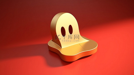 发光的金色背景上的幽灵徽章闪亮的幽灵徽章数字创建的社交媒体图标