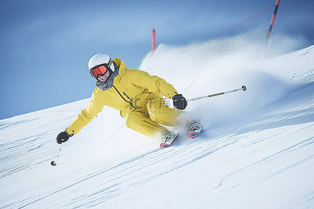 第一名喜报背景图片_一名滑雪者正在从山上滑下