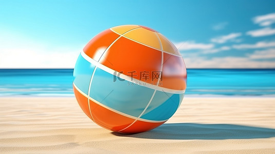 用于夏季游戏和娱乐的运动型轻质充气沙滩球的 3D 渲染插图