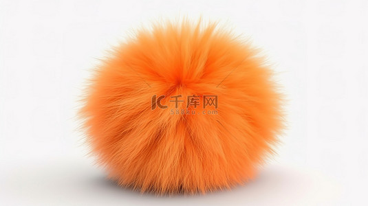毛皮背景图片_3d 渲染白色背景与橙色毛茸茸的毛球