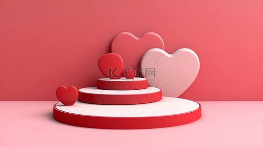 产品展示分背景图片_3D 渲染情人节婚礼模板，分三个阶段