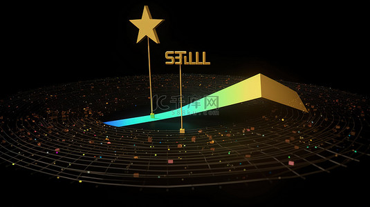 网站内容令人眼花缭乱的 3D 渲染，展示了吉布提恒星加密货币的飙升图表