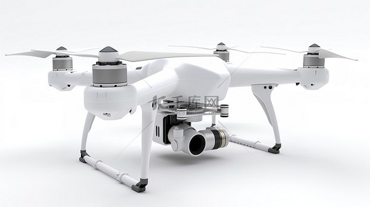 直升机背景图片_在白色背景下以 3d 形式呈现的白色无人机