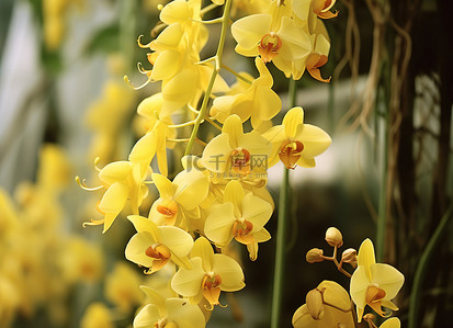 黄色兰花背景图片_兰花的黄色花朵美丽而明亮