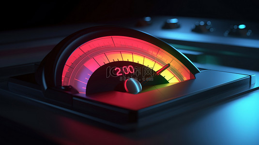 3D 插图控制面板中具有低风险概念指示器的车速表信用评级等级图标