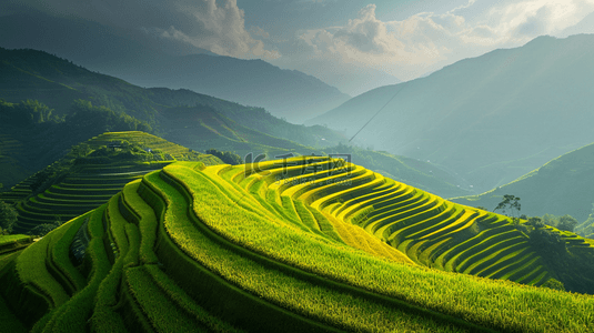 壁纸绿色春天背景图片_春天梯田风光风景壁纸背景图片