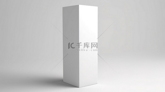 3D 渲染的纸板箱或垂直纸的站立白色空白模板
