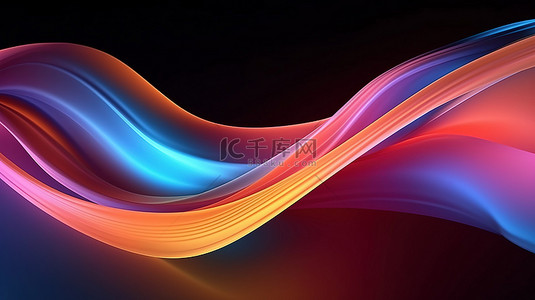 动图海报背景图片_抽象彩虹色调中流动曲线的 3D 渲染背景