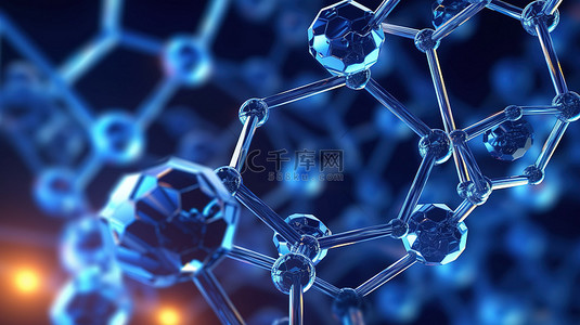 六边形背景图片_科学或医学背景理想的六边形分子原子的 3D 插图