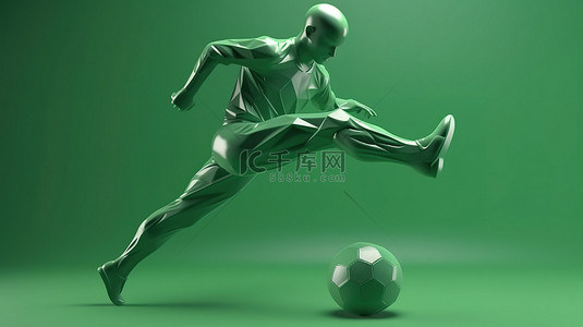 塑料足球运动员世界杯踢球角色的 3D 渲染