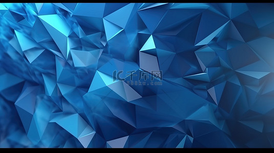 以蓝色多边形马赛克背景为特色的创意商业设计的 3D 渲染