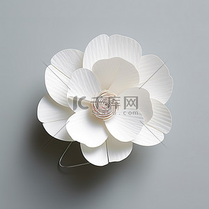 表白玫瑰背景图片_平坦表面上的单个白花回形针