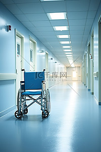 走廊医院前轮椅上的病人