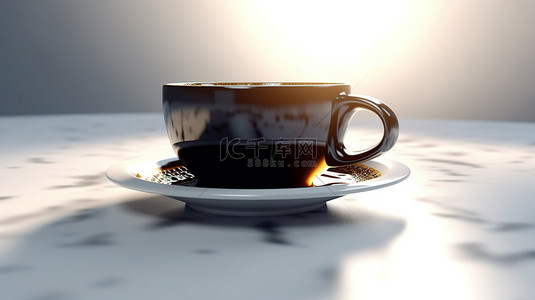 艺术作品设计背景图片_在明亮的背景中展示咖啡杯的数字艺术作品