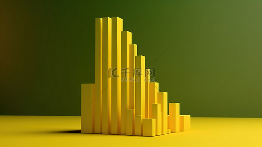 绩效增长背景图片_背景上扩展的黄色图表条表示业务增长和成功开发 3D 渲染插图