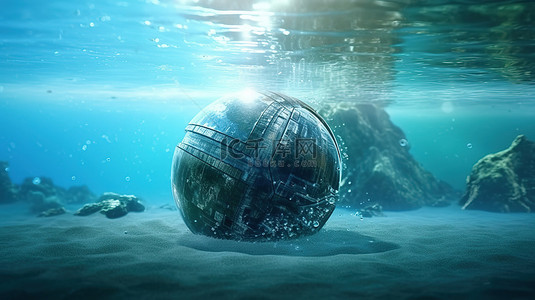 深海结界，水下水晶的觉醒，迷人的 3D 渲染