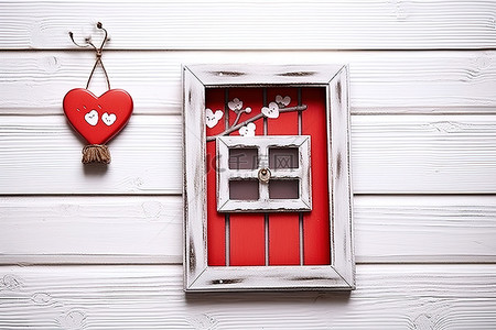 甜蜜的家窗，配有木门和樱桃手写便条