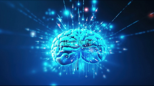 脑背景图片_蓝色背景脑激光治疗的 3d 渲染