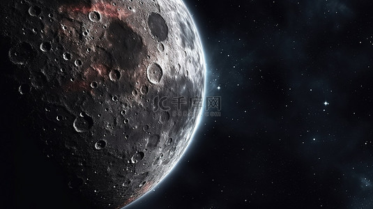外层空间月球的 3d 插图